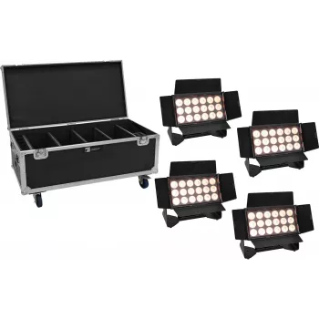 EUROLITE 20001034 Multifunktions-LED-Washlight-Set mit 4 wiederaufladbaren Batterien, 18x10W RGBW-LEDs