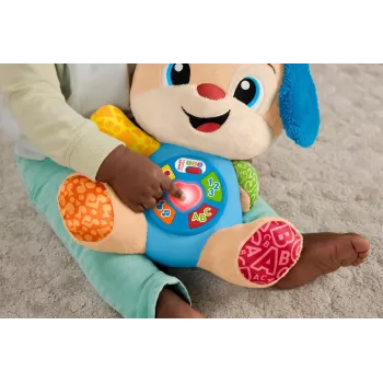 Interaktives Lernspielzeug MATTEL Fisher-Price Lern- und Lachwelpe JFD27 – Lichter, Geräusche, Tasten für frühes Lernen