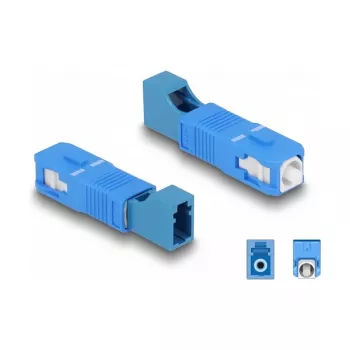 DeLOCK Hybrid-Lichtwellenleiter-Koppler SC Simplex Stecker auf LC Simplex Buchse blau