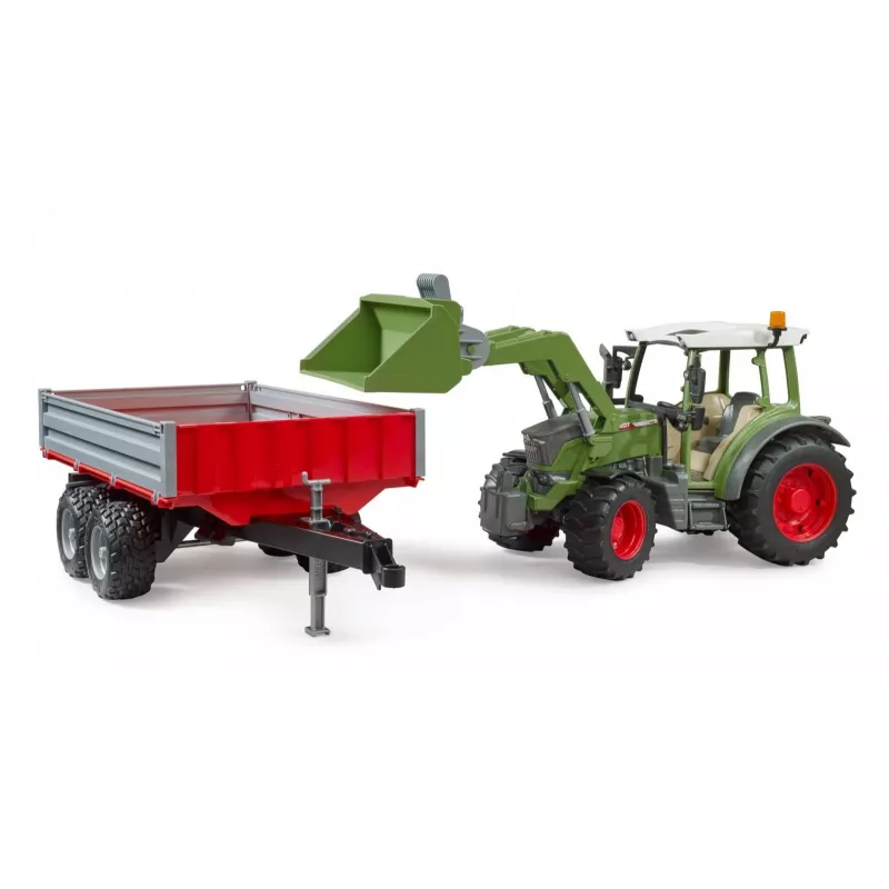 Spielzeugtraktor BRUDER Fendt Vario 211 mit Frontlader und Seitenanhänger