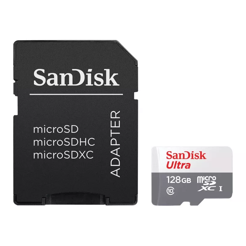Flash Memory SanDisk 128GB MicroSDXC UHS-I Class 10 SDSQUNR-128G-GN6TA