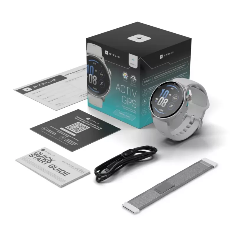 Smartwatch Stelio Activ GPS 46 mm Silber STSWA101SR, GPS, 46 mm Gehäuse
