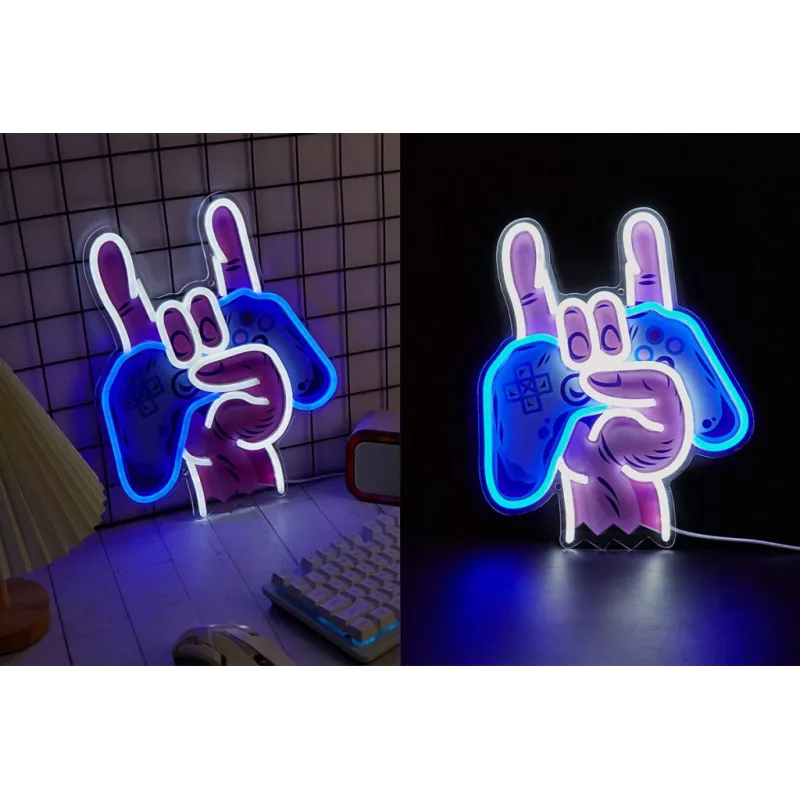 Neon Lights MANTA SNL109MT Hand mit Gamepad Neonschild, dekorative LED-Beleuchtung für Gaming-Setup