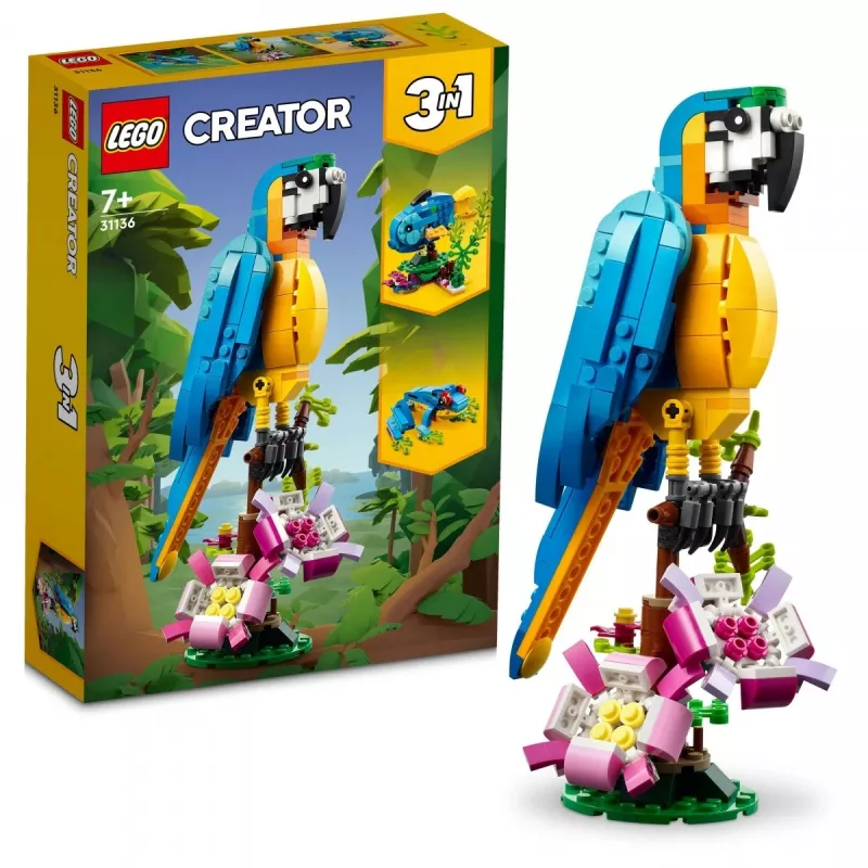 LEGO Bauset Exotischer Papagei 31136 — Creator Display-Modell, 253 Teile, 220×120×110 mm