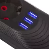 Steckdosenleiste MACLEAN MCE395 B — 5 Steckdosen, 3×USB, 110–240V AC, 2,1A USB, 2500W, 1,5 m Kabel, schwarz