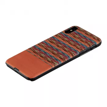 Handyhülle man and wood für iPhone X/XS — braunes Karomuster mit schwarzen Akzenten