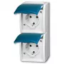 BUSCH JAEGER BJ 20-02EW-53 Steckdose mit Klappdeckel senkrecht 2f ocean IP44 Grau/Blau