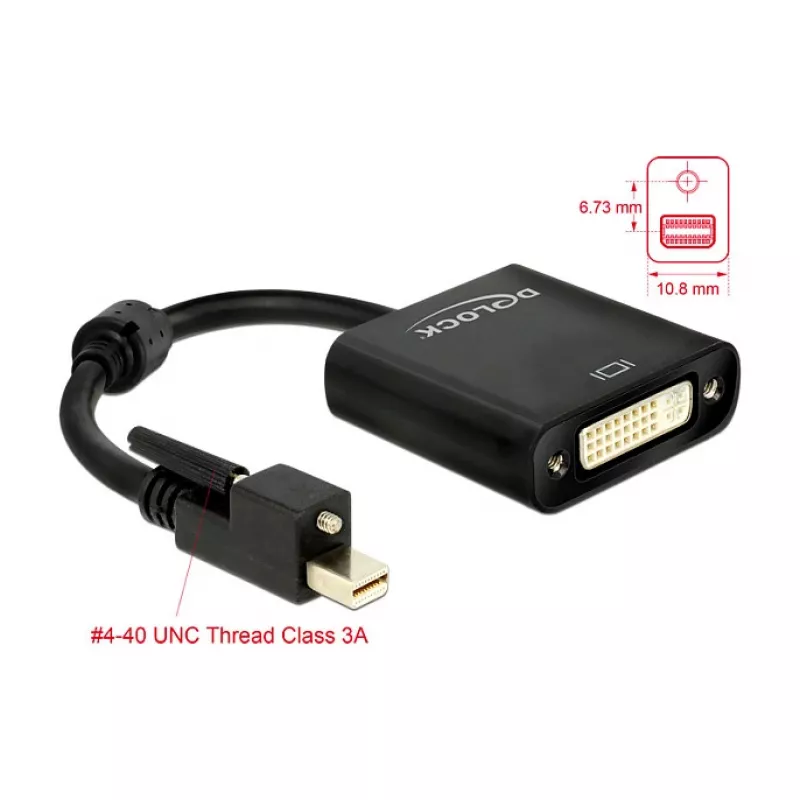 Videokabel-Adapter DeLOCK 62639 Mini DisplayPort auf DVI-I 0,25m Schwarz