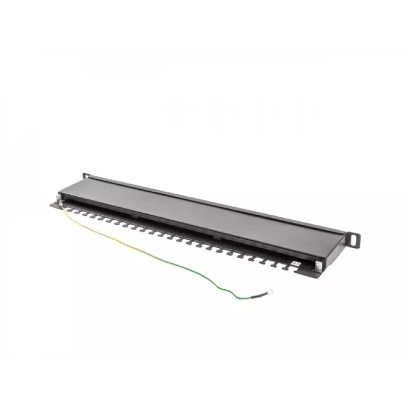 Patchpanel LANBERG PPS5-0024-B 24-Port CAT5e, Metall, 0,5 U, 445×99×22,3 mm, schwarz