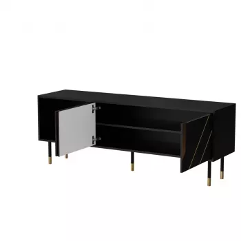 TV-Schrank Cama Meble MOUNTAIN 154x40x55 cm – Spanplattenoberfläche, schwarz und gold