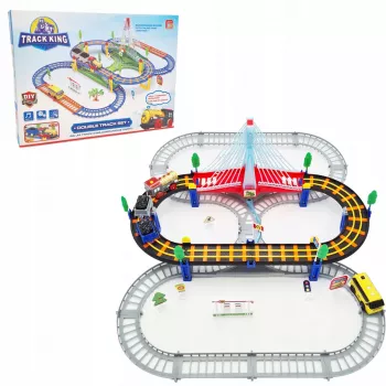 Elektrische Zugstrecke King Extralink Kids, mit Lokomotive und batteriebetriebenem Auto