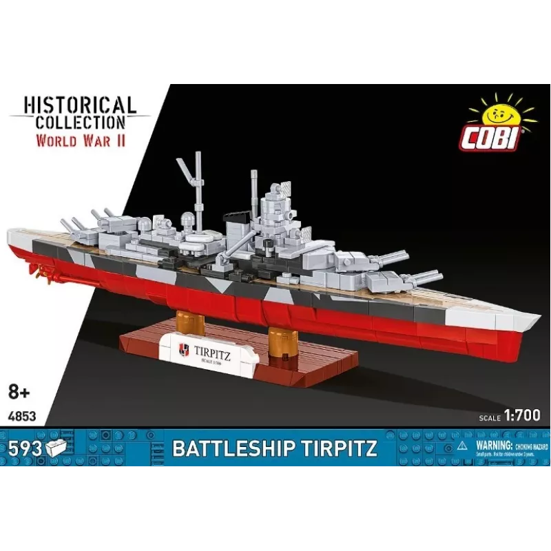 Konstruktionsset Cobi Schlachtschiff Tirpitz Modell mit 593 Teilen, maßstabsgetreu und Display-Merkmale