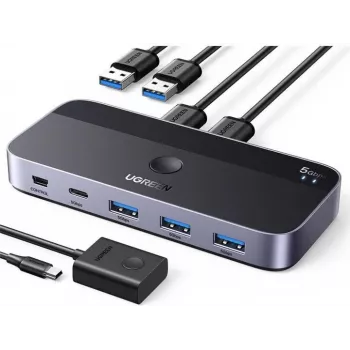 KVM USB Switch UGREEN CM662 2x4 Ausgang, schwarz