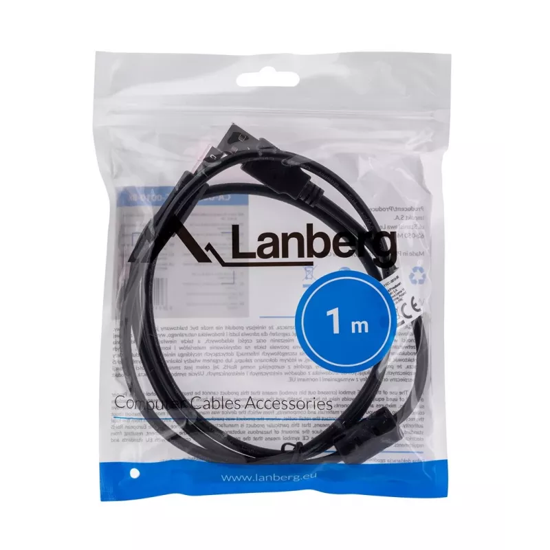 Lanberg CA-USBA-11CC-0010-BK USB-Kabel 1 m 2.0 USB B Schwarz