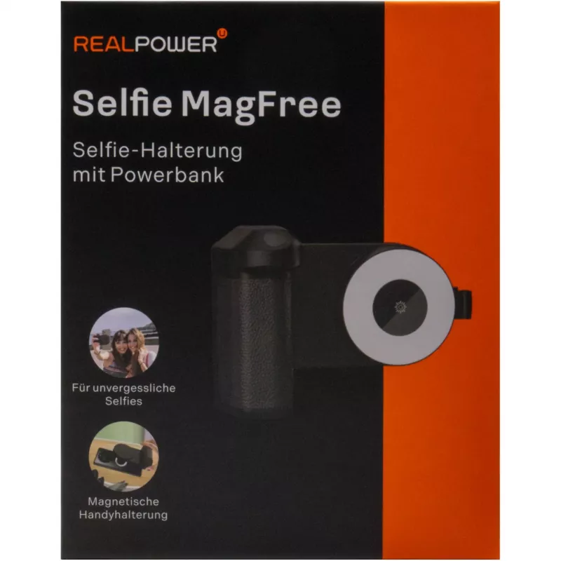 Selfie-Licht RealPower Selfie MagFree LED Schwarz Weiß ABS PU