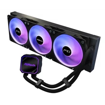CPU-Kühler ASROCK Pro 360 ARGB Schwarz — ASROCK Modell 90-APRA36-BAAGA6, 360-mm-AIO-Flüssigkeitskühler, ARGB-Beleuchtung