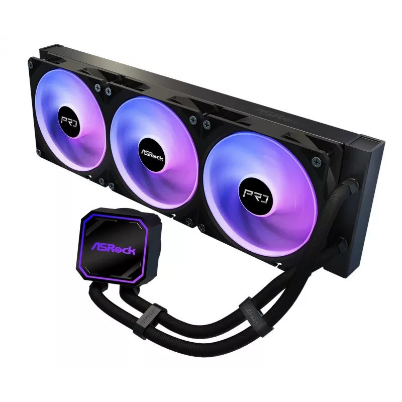 CPU-Kühler ASROCK Pro 360 ARGB Schwarz — ASROCK Modell 90-APRA36-BAAGA6, 360-mm-AIO-Flüssigkeitskühler, ARGB-Beleuchtung