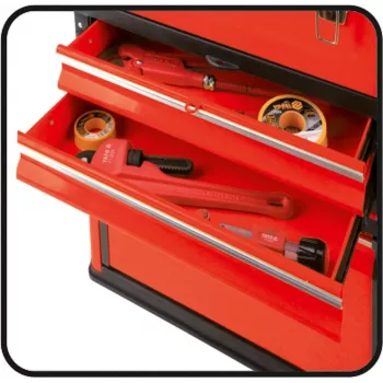 Werkzeugkasten YATO YT-09107 Metall 495x252x180 mm, schwarz/rot, 6 kg, 2 Fächer, abschließbar