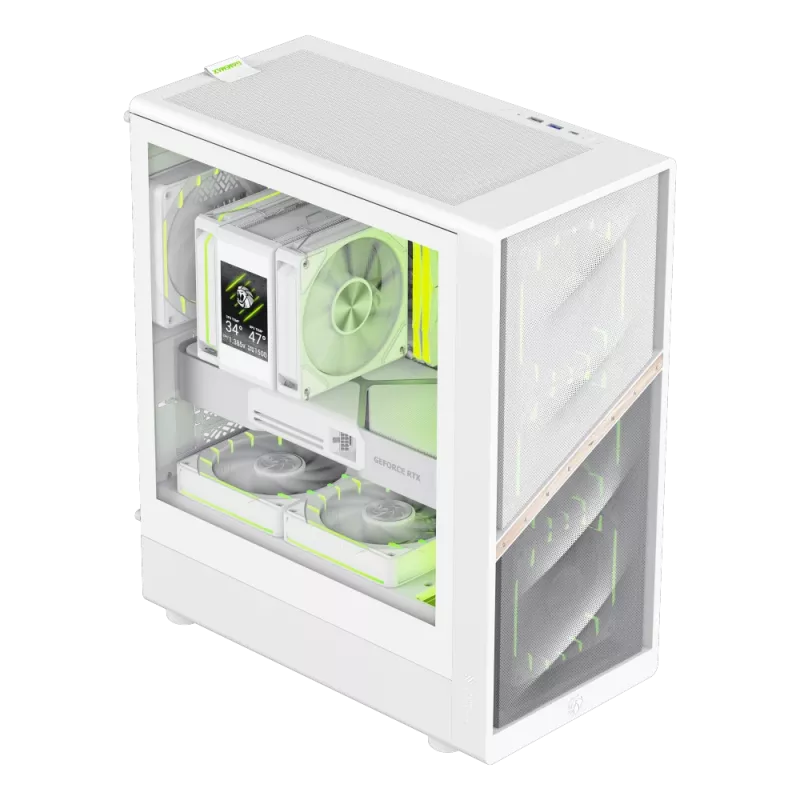 Gamemax Gehäuse | AERIS 330 MW | Weiß | Mini-Tower | Netzteil nicht enthalten