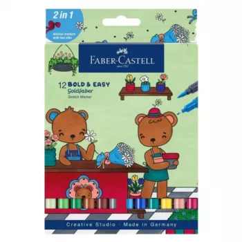 Marker-Set Faber-Castell 164815 — 12 Stück, mehrfarbige Marker, hergestellt in Deutschland