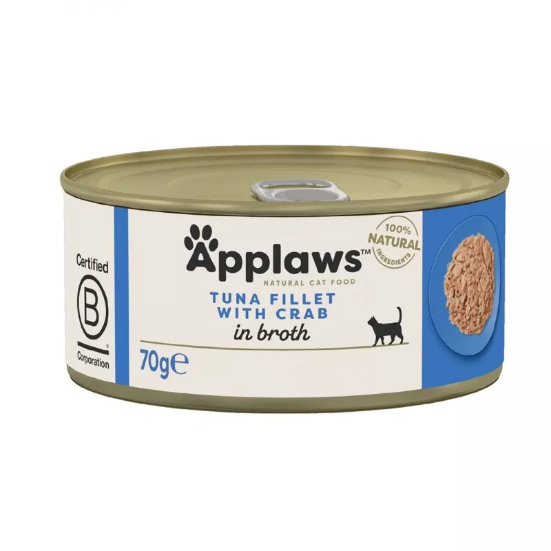 APPLAWS Thunfischfilet mit Krabbe in Brühe – Nassfutter für Katzen – 70g