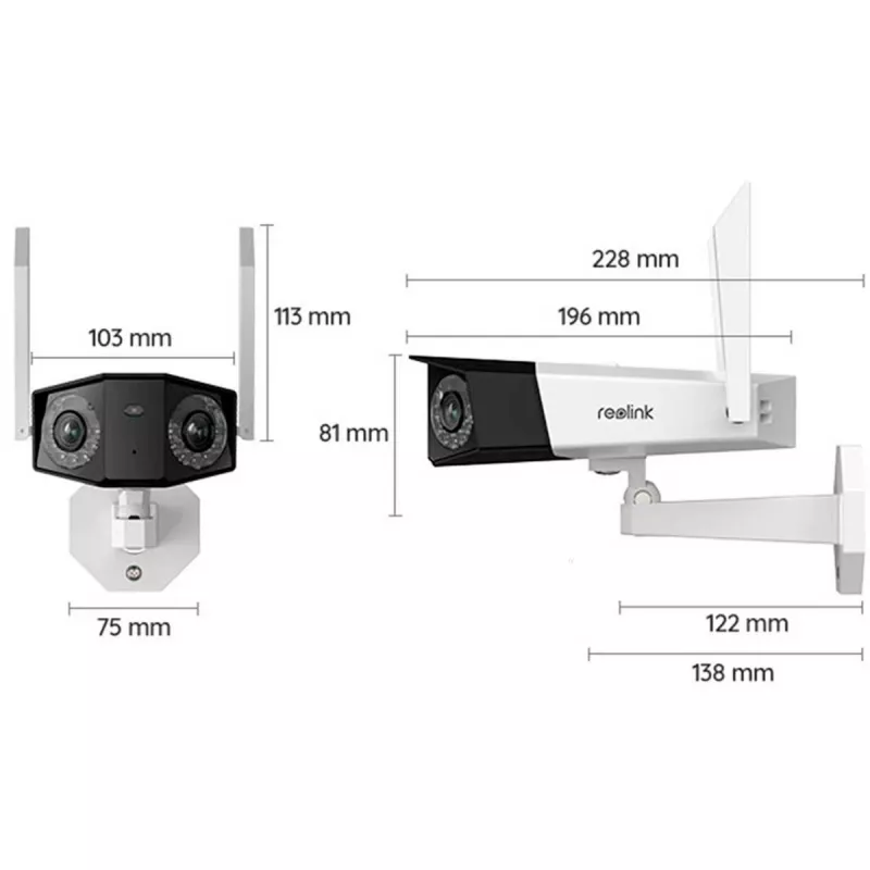 Reolink Duo Series W730 - 4K Außen-Wi-Fi-Kamera, Dual-Objektiv, 180° Panoramablick, Personen-/Fahrzeug-/Tiererkennung