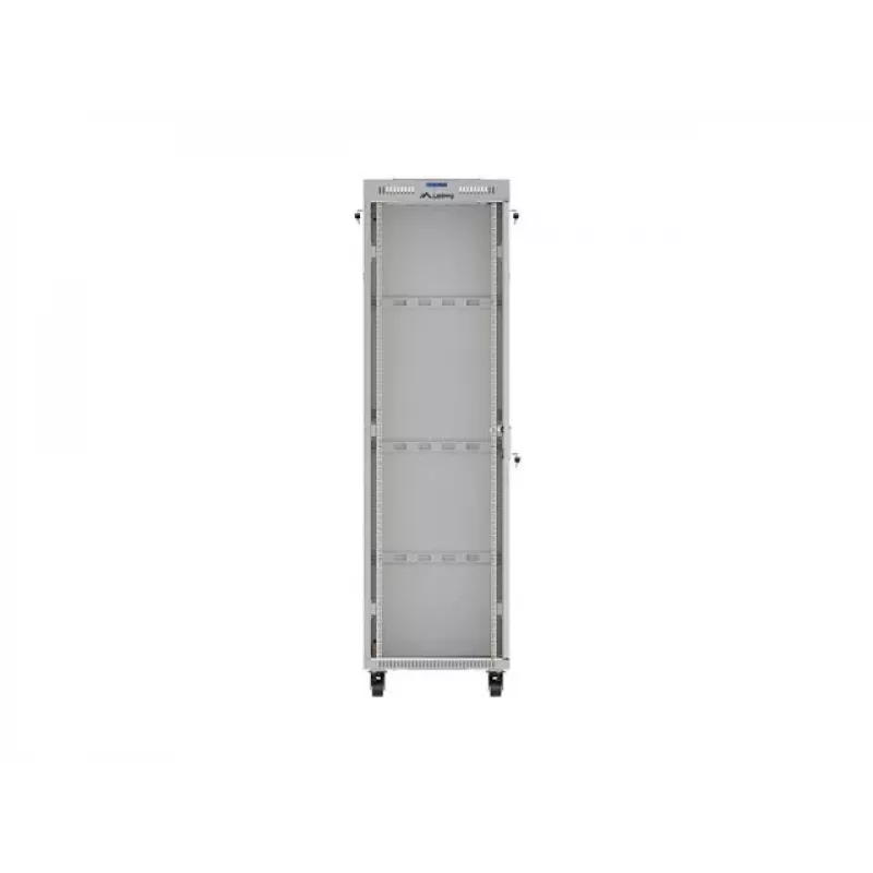 19 Zoll 42U LANBERG Stand-Rack-Schrank 600×600 mm Grau mit Glastür und LCD (flach Pack)