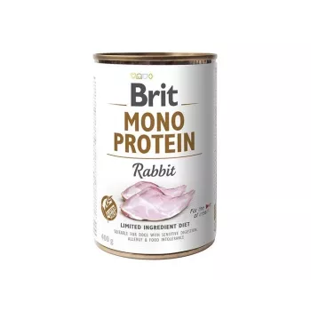 Nassfutter für Hunde Brit Mono Protein Kaninchen 400 g — Nassfutter als Alleinfuttermittel, einzelne tierische Proteinquelle, ausgewachsene Hunde