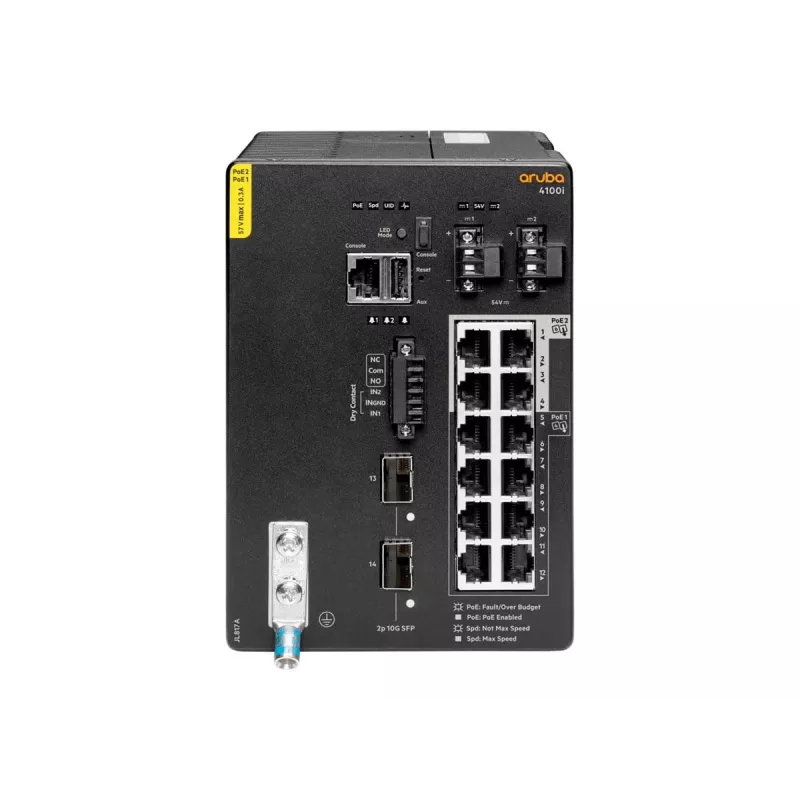 Hewlett Packard Enterprise HPE Aruba 4100i - Switch - 8 x 10/100/1000 (PoE Class 4) + 4 x 10/100/1000 (PoE Class 6) + 2 x SFP+ - DIN-Schienenmontage - PoE Class 4 / PoE Class