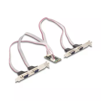 Interne RS-232-Schnittstellenkarte DELOCK 95278 — Mini PCI Express Host, 4× RS-232 Ausgänge, FIFO 256 B, 30×51×10 mm