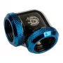Bitspower Adapter 90° 16mm AD auf 16mm AD Hardtube, schwarz glänzend/blau