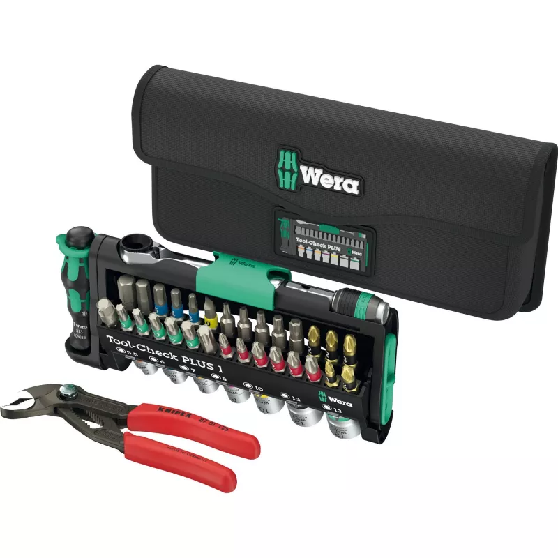 Werkzeugsatz Wera Tool-Check Combi 1 mit Knipex Cobra Zange, 40-teilig