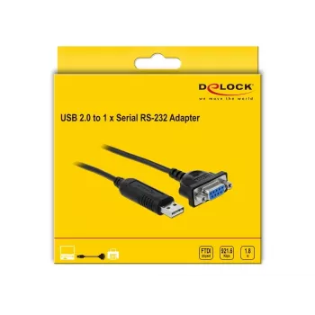 Serielles Kabel DeLOCK 66281 Schwarz 1,8 m RS-232 USB Typ-A