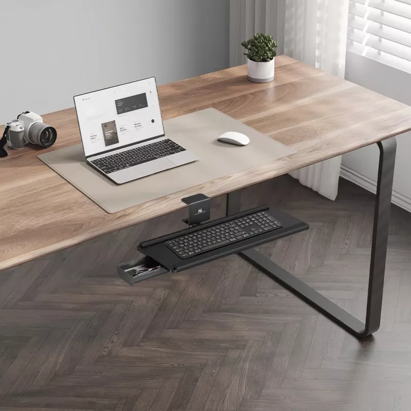 Maclean Unter-Tisch-Tastaturhalterung, max. Belastung 5 kg, horizontal und vertikal verstellbar, schwarz, MC-108 B