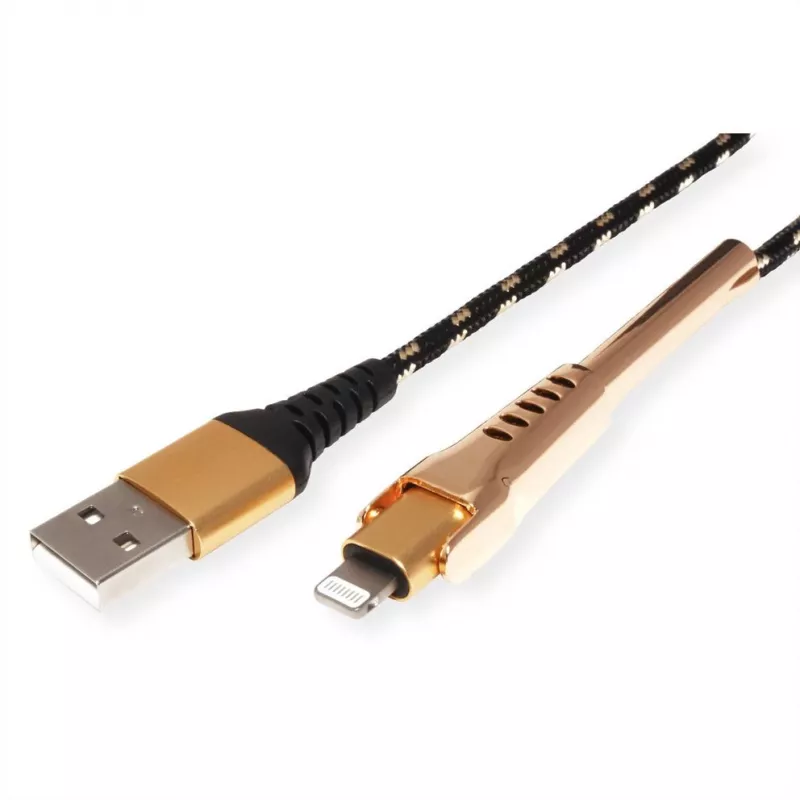 Lightning-Kabel ROLINE 11.02.8923 1m Schwarz Gold