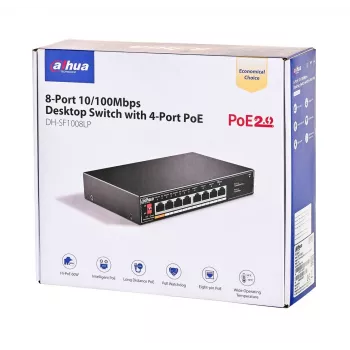 Dahua Technology PoE SF1008LP Unmanaged L2 Fast Ethernet (10/100) Power over Ethernet (PoE) Schwarz