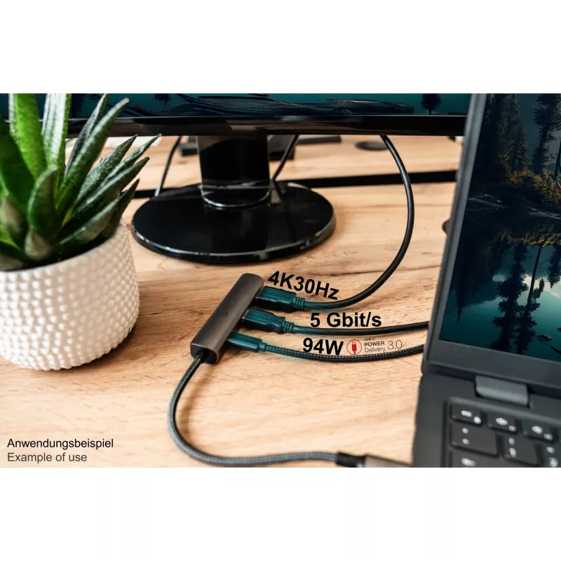 USB Typ-C Hub Alcasa HUB-C002A 5000 Mbit/s HDMI USB 3.0