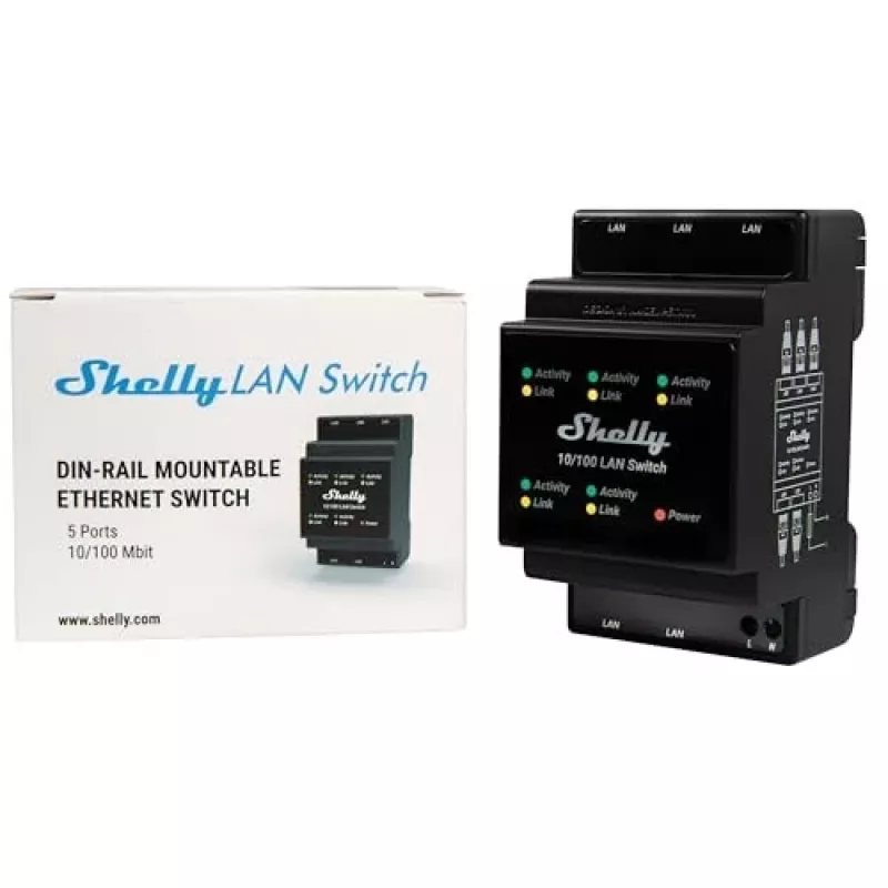 Smart Switch Shelly LAN Switch Schwarz AC 110-240V 1W