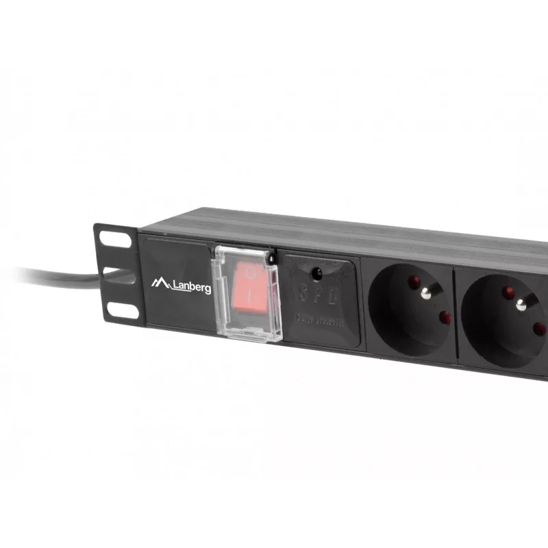 LANBERG PDU-07E-0200-IEC-BK PDU 1U 10A 7 Steckdosen Französisch 2m Schwarz
