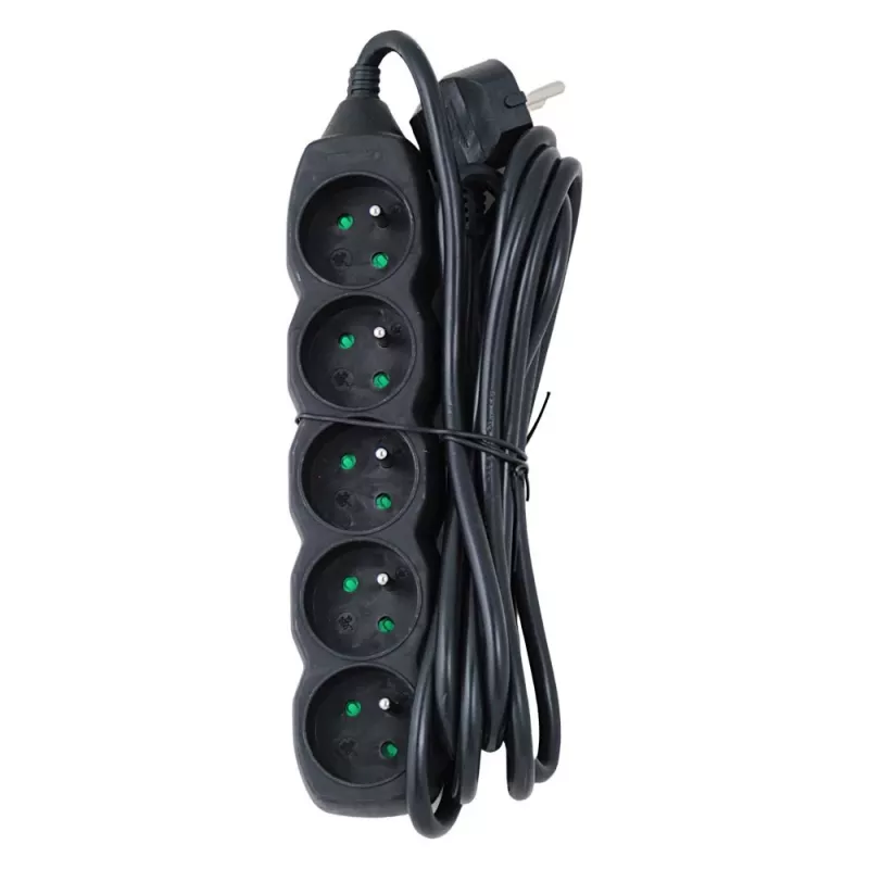 Steckdosenleiste ESPERANZA ELK208K — 5 Steckdosen, 3 m Kabel, schwarz