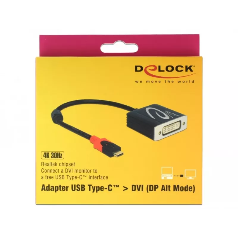 Videokabel-Adapter DeLOCK 61213 USB Type-C auf DVI 0,2 m Schwarz