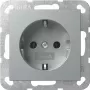 Gira SCHUKO-Steckdose System 55 F Alu Modell 418826 — Unterputz-Steckdose mit Schutzleiter, kompatibel mit System-55-Rahmen
