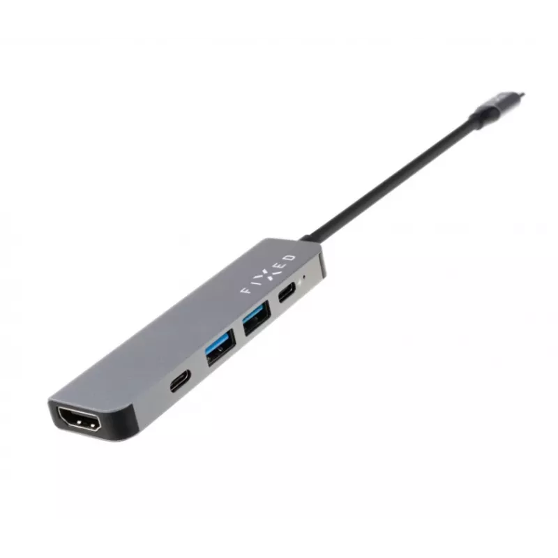 USB-C-Hub FIXED FIXHU-MN-GR 5-fach Mini für Laptops und Tablets