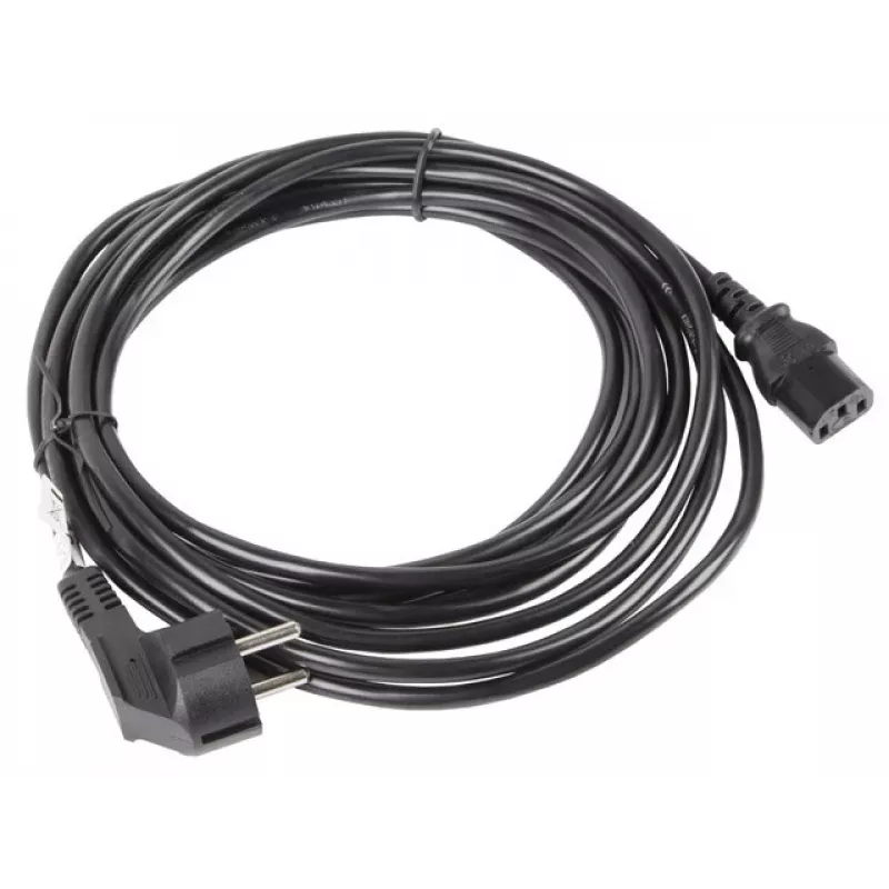 Netzkabel LANBERG CA-C13C-11CC-0050-BK – 5 m, C13-Kupplung auf CEE7/7, abgewinkelt C13