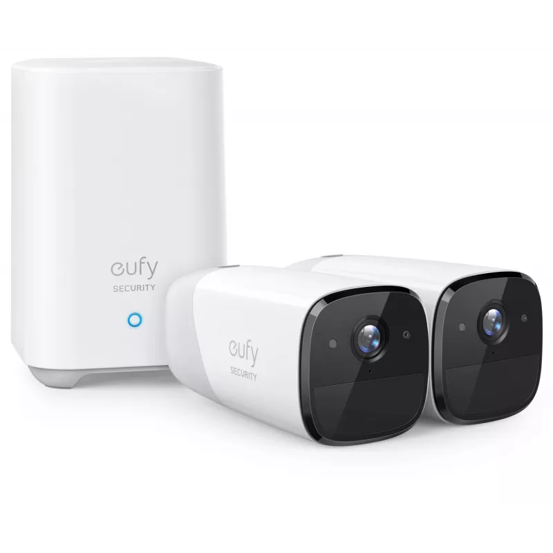 Eufy Security, eufyCam 2 Pro Kabelloses Überwachungskamerasystem für Zuhause, 365 Tage Akkulaufzeit, HomeKit-Kompatibilität, 2K-Auflösung, IP67 wetterfest, Nachtsicht, 2-Kamera-Set, keine monatlichen Gebühren