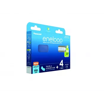 Wiederaufladbare Batterien PANASONIC ENELOOP AAA 800 mAh 4 Stück + Etui (BK-4MCDE/4CP+CASE)