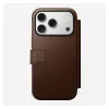 Leder-Folio-Handyhülle Nomad Modern Leather Folio für iPhone 17 Pro – braun, passend für 6,3 Zoll (16 cm), 4 Kartenfächer