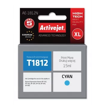 Tintenpatrone ActiveJet AE-1812N Cyan, kompatibel mit Epson T1812, 15 ml, XL hohe Reichweite