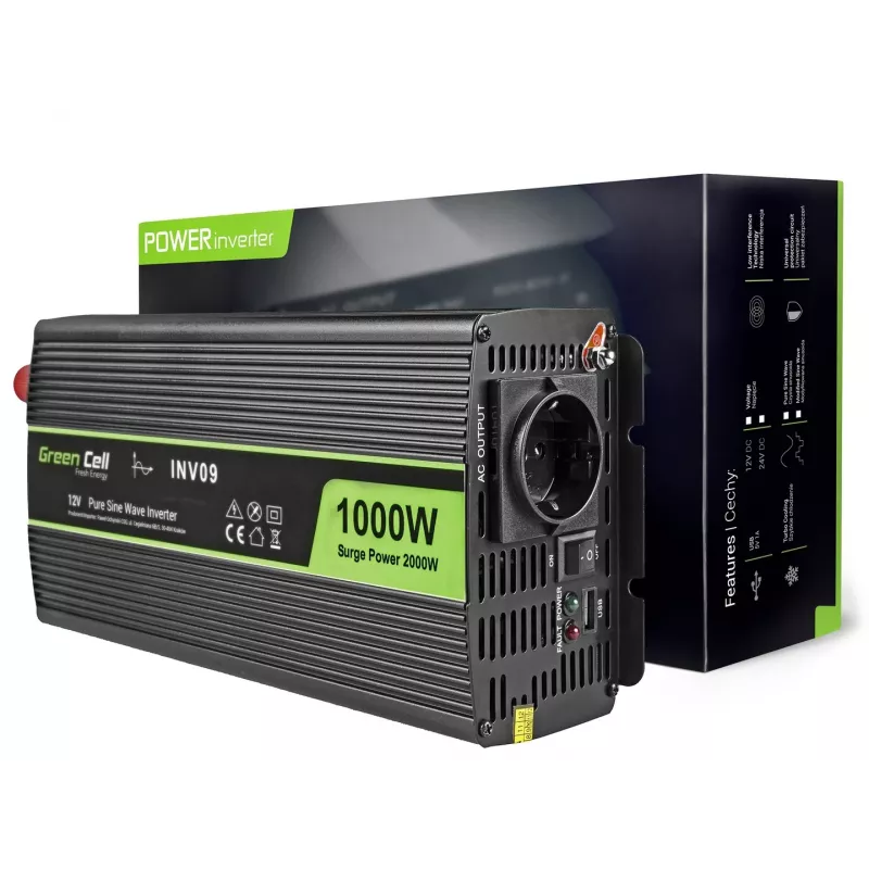 Green Cell INV09 Spannungswandler Auto 1000 W Schwarz