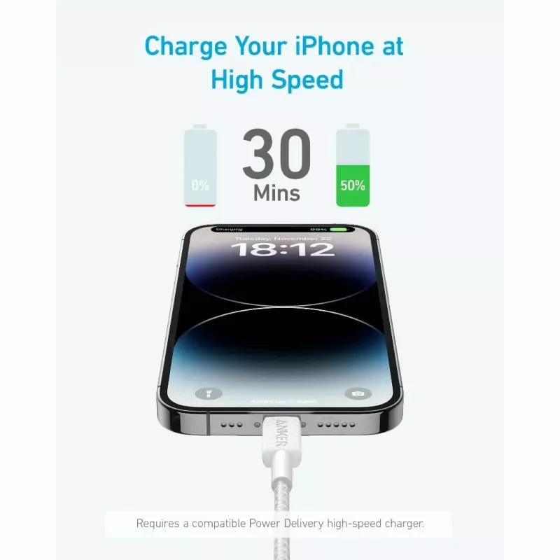 Kabel Anker 322 0,9 m Lightning auf USB-C 30 W
